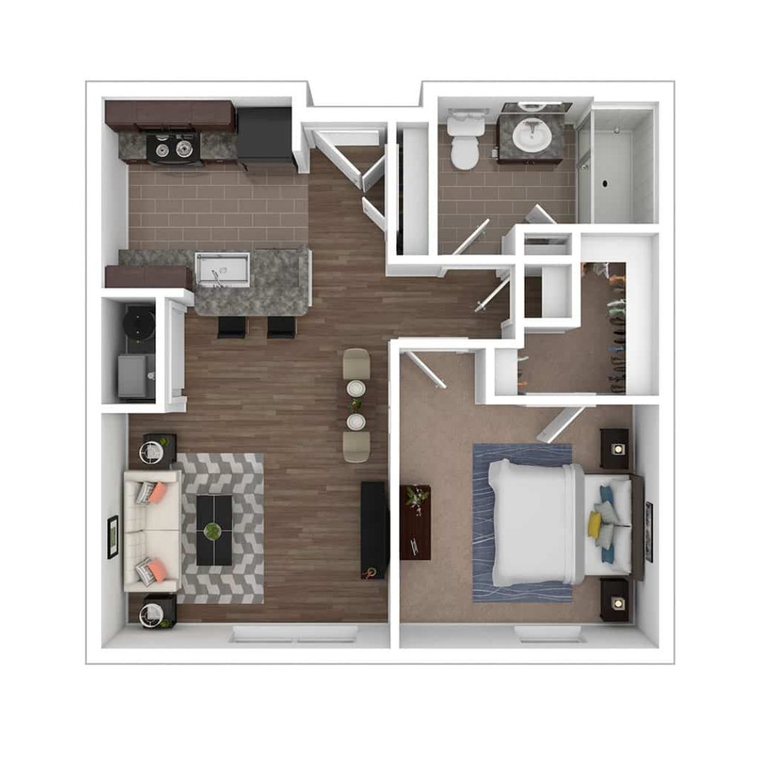 1X1-A1-579Sf Apartment A 1 Bedroom 1 Bathroom at Weinberg Gardens