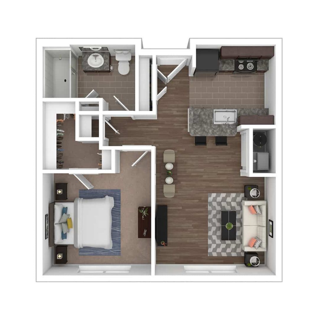 1X1 A1.B 579sf Apartment C 1 Bedroom 1 Bathroom at Weinberg Gardens