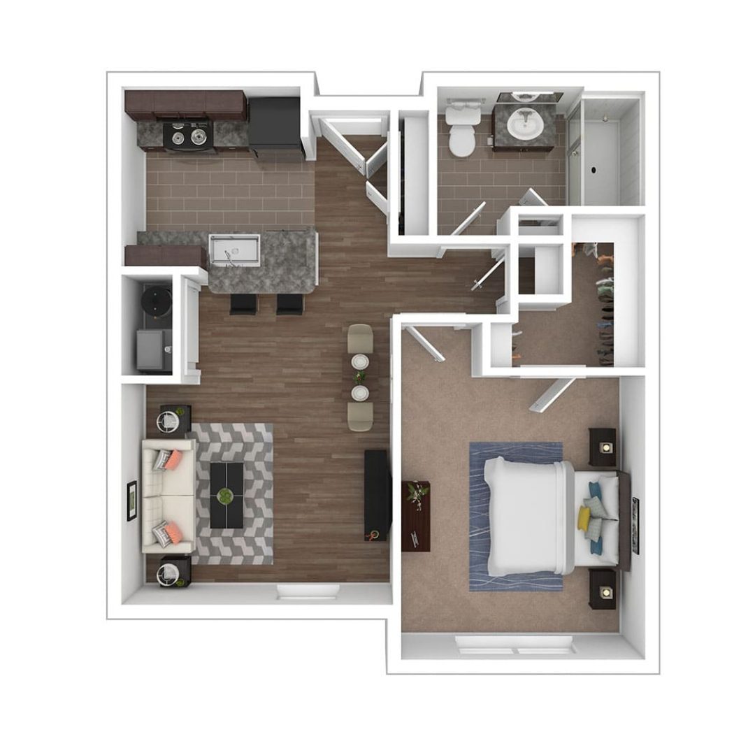 1X1-A1a603SF Apartment B 1 Bedroom 1 Bathroom at Weinberg Gardens